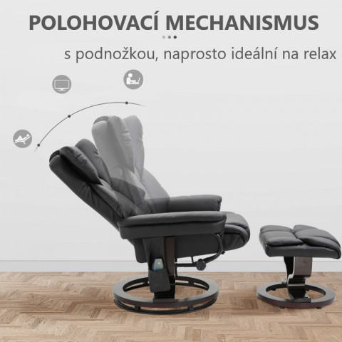 Fotoliu de masaj TOP cu suport pentru picioare | negru č.4