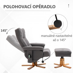 Fotoliu de masaj TINA cu suport pentru picioare | gri închis č.3