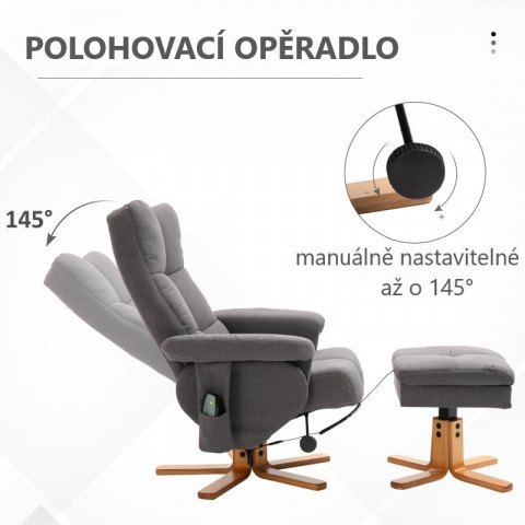 Fotoliu de masaj TINA cu suport pentru picioare | gri închis č.3