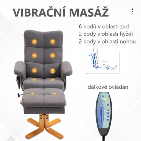 Fotoliu de masaj TINA cu suport pentru picioare | gri închis č.8