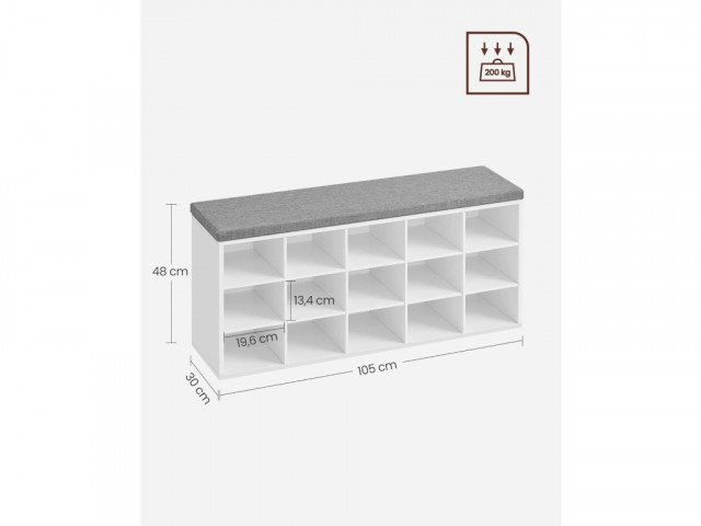 Pantofar tip banca 30 x 105 x 48cm | alb č.5