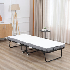 Pat pliabil 200 x 80 x 42,5 cm | alb + negru