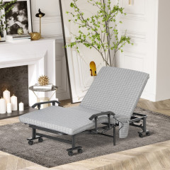 Pat pliabil cu telecomanda 190 x 76 x 33 cm | gri + negru