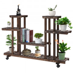 Suport mobil din lemn pentru flori 123,5 x 33 x 80 cm | maro č.1