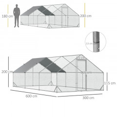 Venkovní výběh pro drůbež se stínicí střechou XXL | 3 x 6 x 2 m č.3