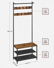 Cuier si pantofar cu banca | maro+negru č.2