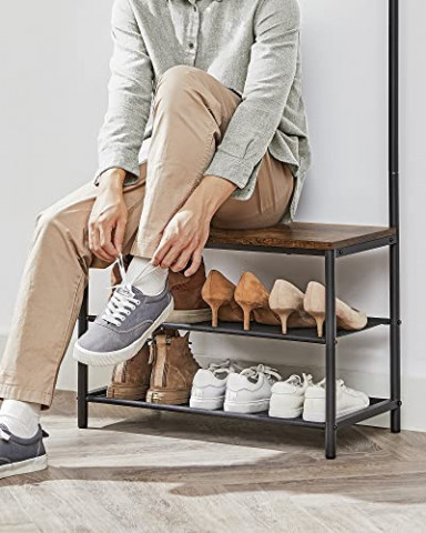 Cuier si pantofar cu banca | maro+negru č.5