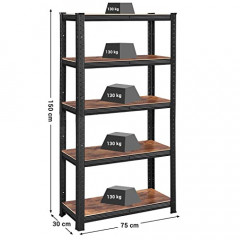 Raft reglabil cu cinci polite | 150 x 75 x 30 cm č.2