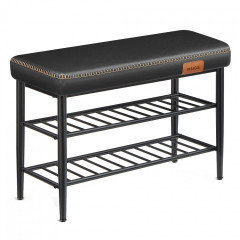 Úložná lavice z umělé kůže 30 x 80 x 50 cm | černá