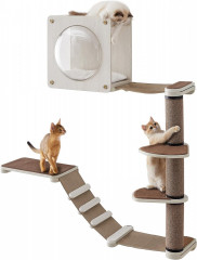 Kočičí lezecká stěna 140,5 x 142,9 cm | hnědá
