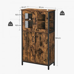 Comoda înalta pentru sufragerie 60 x 30 x 108 cm| maro rustic č.3