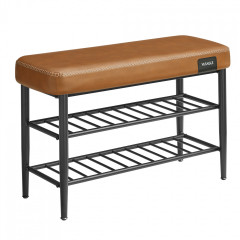 Úložná lavice z umělé kůže 30 x 80 x 50 cm | karamelová