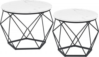 Set 2 măsuțe de cafea rotunde | alb č.2
