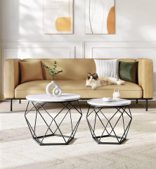 Set 2 măsuțe de cafea rotunde | alb