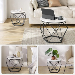 Set 2 măsuțe de cafea rotunde | alb č.3