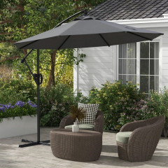 Umbrelă de grădină cu picior lateral și manivelă Ø293 cm | gri