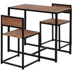 Masă de bar cu taburete | maro + negru č.2