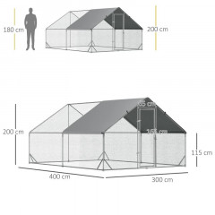 Adăpost exterior pentru păsări cu acoperiș umbrit XXL | 3 x 4 x 2 m č.3
