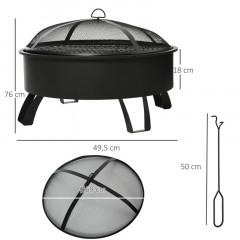 Vatră de foc portabilă 2 în 1 Ø76 x 49,5 cm | negru č.3