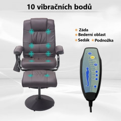 Fotoliu relaxant cu masaj BRETT și taburet | maro č.2