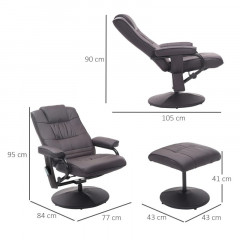 Fotoliu relaxant cu masaj BRETT și taburet | maro č.3