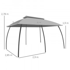 Foișor de grădină de lux cu plasă antițânțari 3 x 6 x 3 m | gri închis č.2