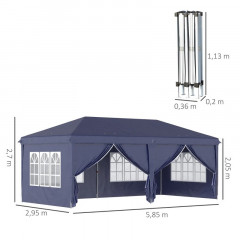 Cort de grădină de lux pentru petreceri 3 x 6 m cu pereți laterali | albastru č.3