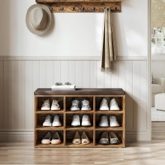 Pantofar cu bancă 30,3 x 78,5 x 48 cm | maro rustic, negru č.1