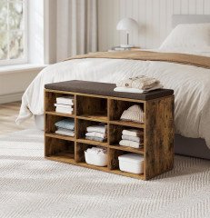 Pantofar cu bancă 30,3 x 78,5 x 48 cm | maro rustic, negru č.2
