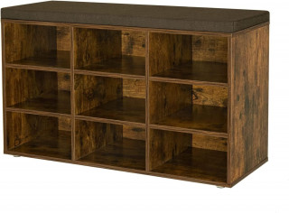 Pantofar cu bancă 30,3 x 78,5 x 48 cm | maro rustic, negru č.3