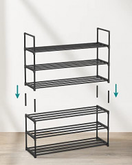 Suport pentru pantofi metalic cu 3 nivele | 92 x 30,5 x 55 cm | negru č.2