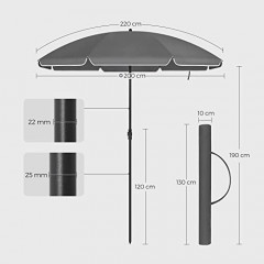 Umbrelă de grădină cu manivelă Ø200 x 220 cm | gri č.2