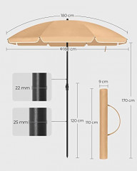 Umbrelă de grădină Ø160 x 180 cm | taupe č.2