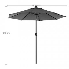 Umbrelă de grădină cu iluminare LED și manivelă Ø300 cm | gri č.2