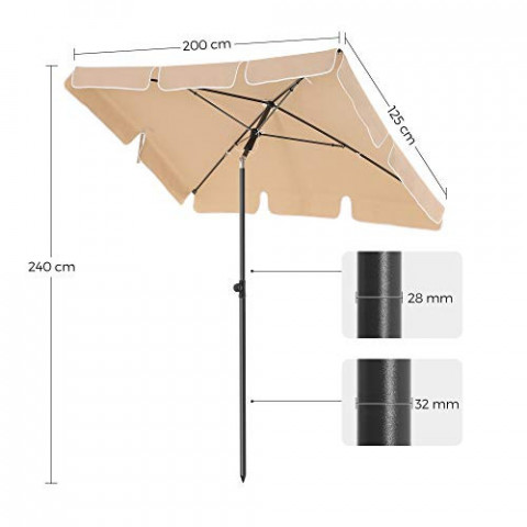 Umbrelă de grădină dreptunghiulară 200 x 125 cm | taupe č.2