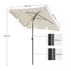 Umbrelă de grădină dreptunghiulară 200 x 125 cm | bej č.2