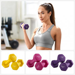 Set de gantere hexagonale cu suport | galben, roz, mov č.2