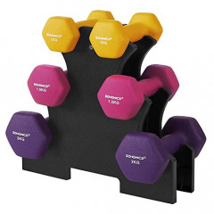 Set de gantere hexagonale cu suport | galben, roz, mov č.1