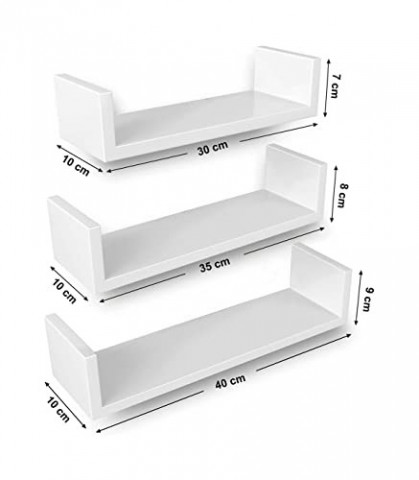 Set de rafturi de perete cu 3 piese | alb č.3