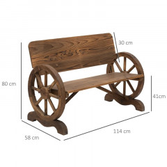 Bancă de grădină din lemn, pentru două persoane, 114 x 58 x 80 cm | maro č.3
