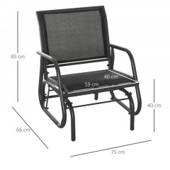 Scaun balansoar de grădină din metal 75 x 66 x 85 cm | negru č.3