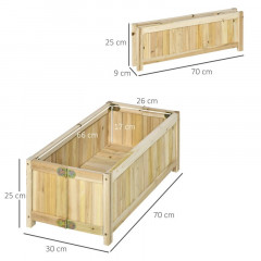 Strat înălțat pentru grădină 70 x 30 x 25 cm | natur č.2