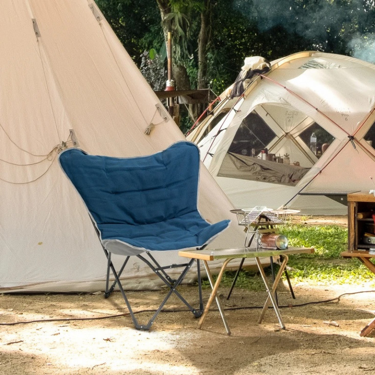 Scaun camping pliabil 88 x 74 x 84 cm | albastru închis