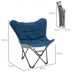 Scaun camping pliabil 88 x 74 x 84 cm | albastru închis č.3