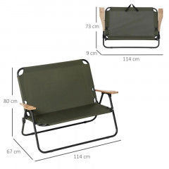 Scaun camping pliabil pentru două persoane 141 x 67 x 80 cm | verde închis č.3