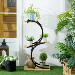 Suport elegant pentru flori 46 x 25 x 91 cm | negru + natur č.1