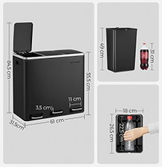 Coș de gunoi pentru bucătărie 3x18 L | negru č.2