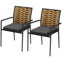 Set de 2 scaune de grădină 57 x 58 x 87 cm | negre č.3