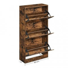 Pantofar cu trei polițe rabatabile | 60 x 24 x 120 cm, maro rustic č.3