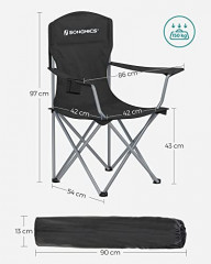 Set de 2 scaune de camping | 54 x 86 x 97 cm, negre č.2